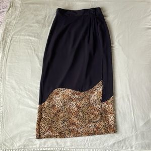 NWT Caliche black wrap midi skirt leopard border